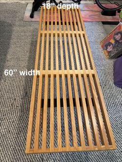 60" Mid Century Modern Slatted Bench