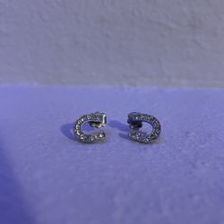 Crystal Encrusted Horseshoe Stud Earrings