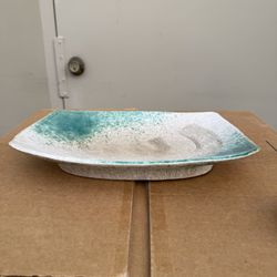 Japanese Beautiful Blue Rectangular Plate Very Good Condition 