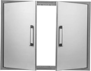 Stainless Steel Outdoor Kitchen Doors, 30" Wide by 21" High, Double Access Door, Flush Mount for Outdoor Kitchen and BBQ Island Brand new still in the