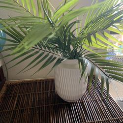 White vase artificial plant