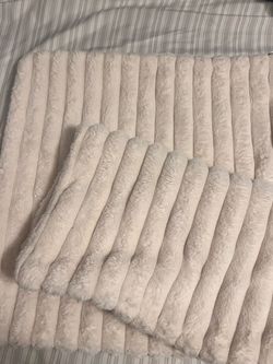 White Ribbed Plush Pillow Covers