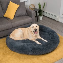 Active Pets Plush Calming Dog Bed Large Dark Gray 