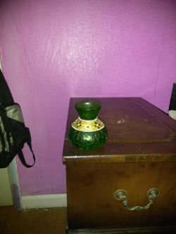Green glass vase