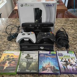 Xbox 360 system complete with kinect and games