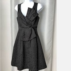 Max and Cleo Bow-embellished Jacquard Midi Black Cocktail Party Dress Size 10