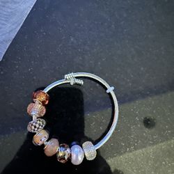 Chic Silver Bangle Bracelet With Charms perfect Starter