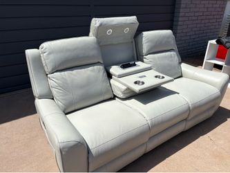 Alex Grey Leather power reclining massage sofa