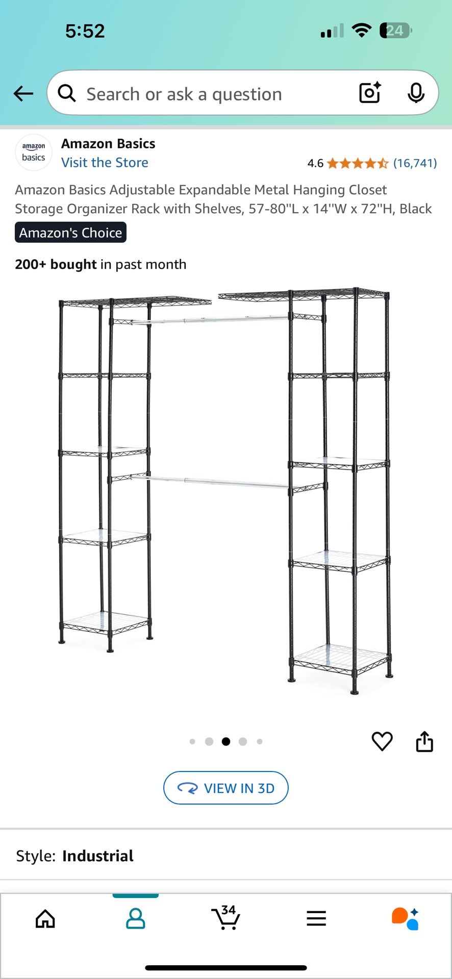 Expandable metal hanging closet