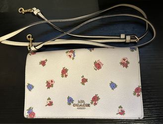 Coach Hayden Floral Leather Crossbody Foldable Clutch