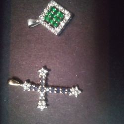 Diamond Tested Jeweled Pendents And Earings