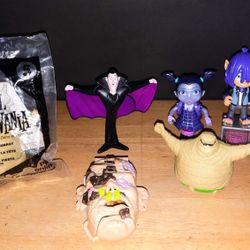11 Mixed Piece Lot 3 Hotel Transylvania  2 Vampirina Vee Hauntley Girls + 1 Backpack 1 PJ Masks Wolfy Kevin 1 Mighty Max Corpus + 3 Bones Locked Safe