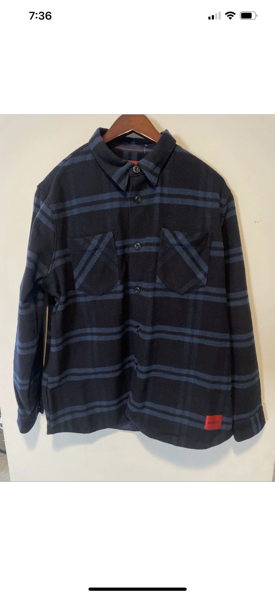 HUGO BOSS Oversized-Fit Shirt Flannel Plaid Overshirt - Size XXL Like A Jacket