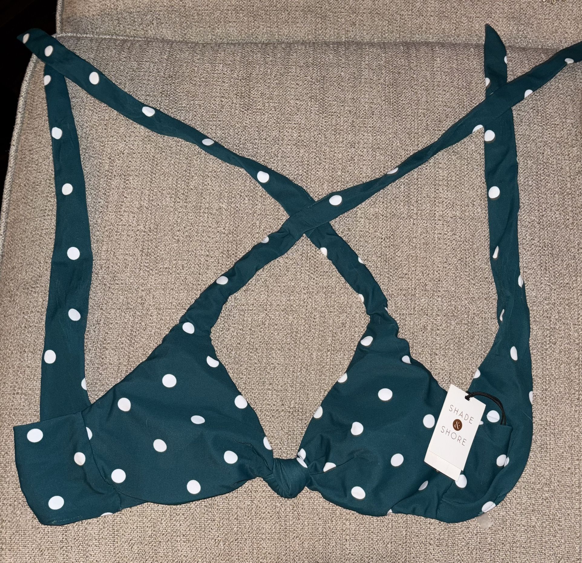 New Shade & Shore Bikini Top Medium Polka Dot Teal/Jungle Green