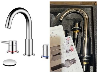 Set of 2  chrome 3 holes bathroom faucet new