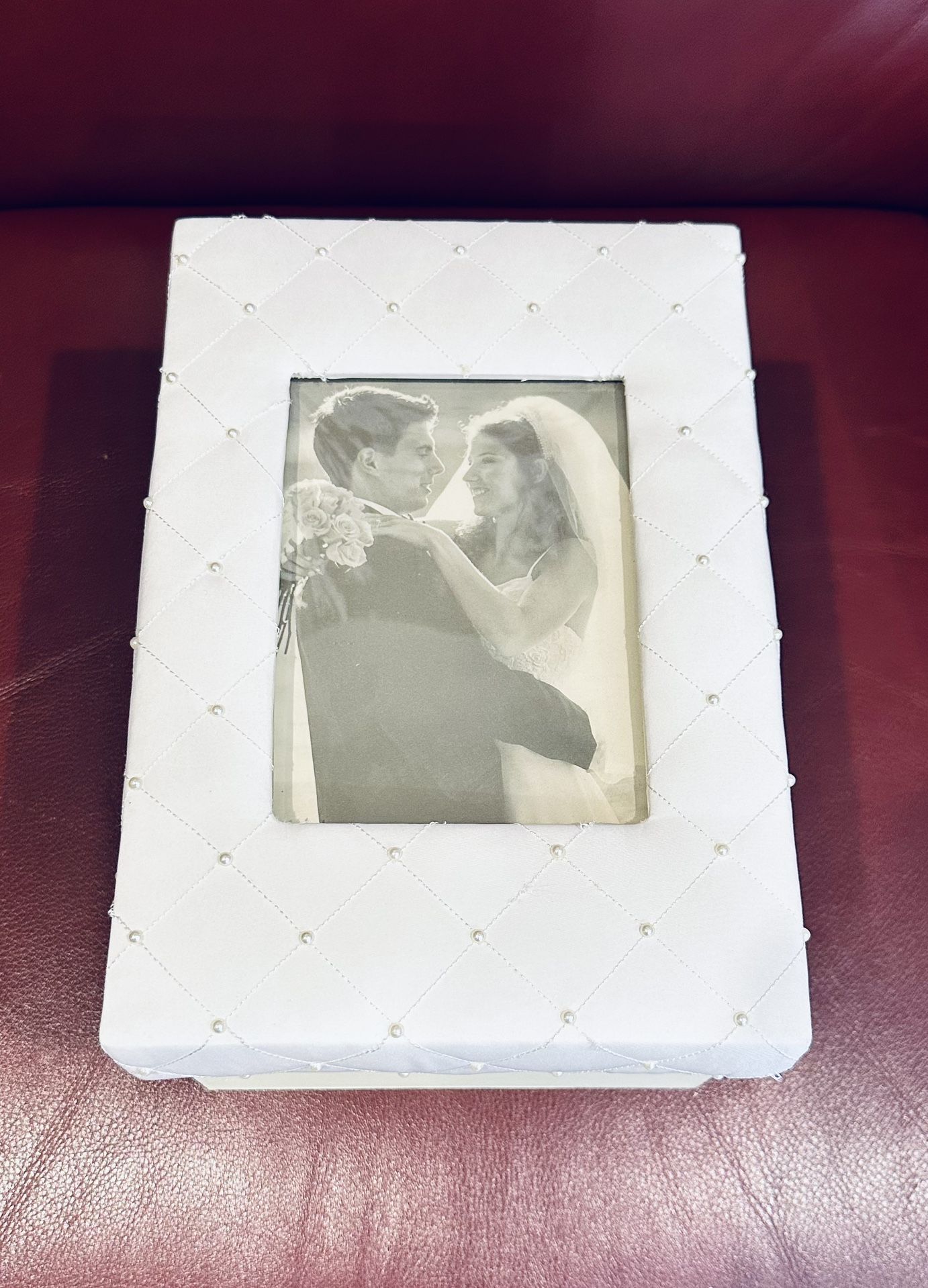 Wedding Keepsake Box Pearl invitations Cards Insert Your Own Picture 6" High 11" Long 7" Wide