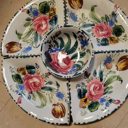Vintage Italy Handpainted Floral dish