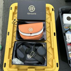 Gia Gatti Crossbody Bag Bundle Set of 2 — Orange New & Black Used w/ Coin Purse Both in Gift Box