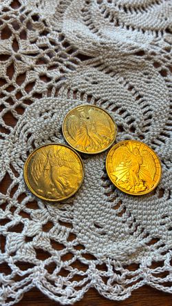 Set of 3 Gold-Tone Guardian Angel Coins