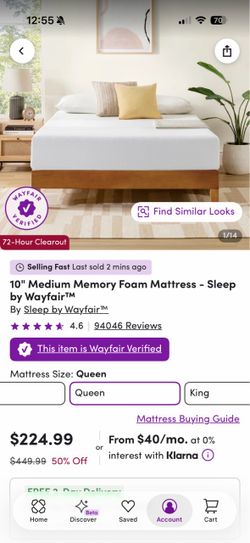 Queen 10” Memory Foam Mattress + Frame