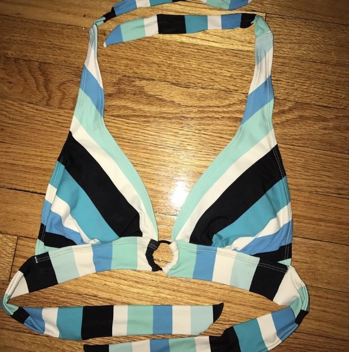Ocean dream size 10 bikini top black white blue summer beach lake bathing suit
