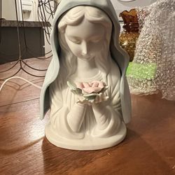  Ceramic Virgin Mary Statue in Blue Veil