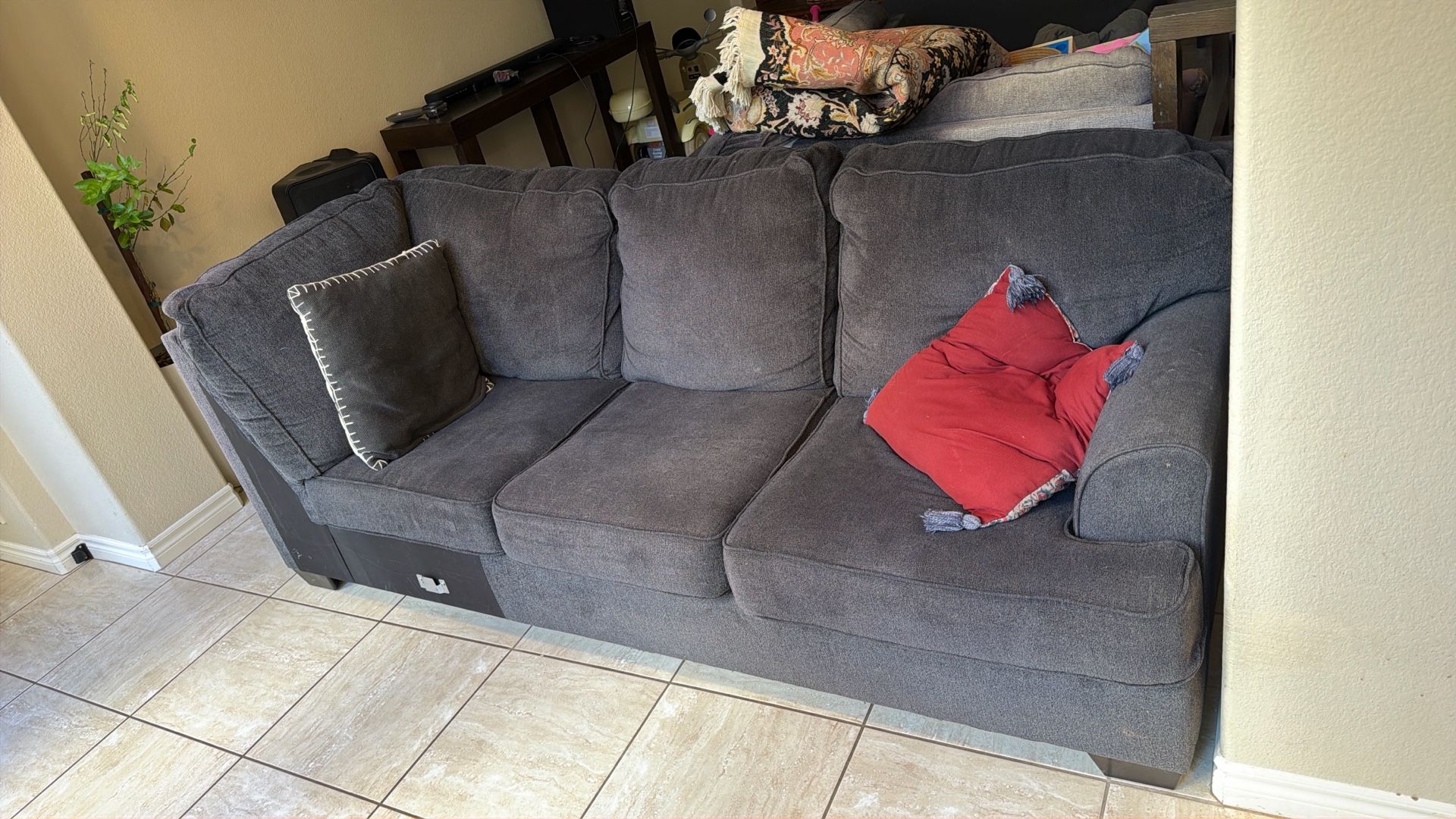 L Shape Sofa Dark Blue and Light Gray Sofa