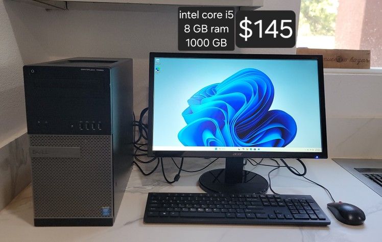 Windows 11 pro Dell computer. Intel core i5. 8 GB ram. 1000 GB. Delivery Available. Se Habla Español