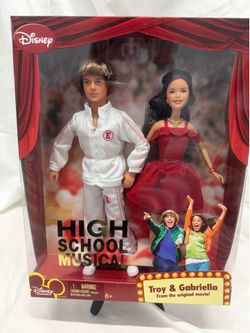High school musical, Troy and Gabrielle doll set red dress basketball warm up suit. New rare