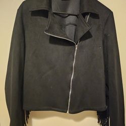 SHEIN Faux Suede Fringed Jacket - Women's Medium