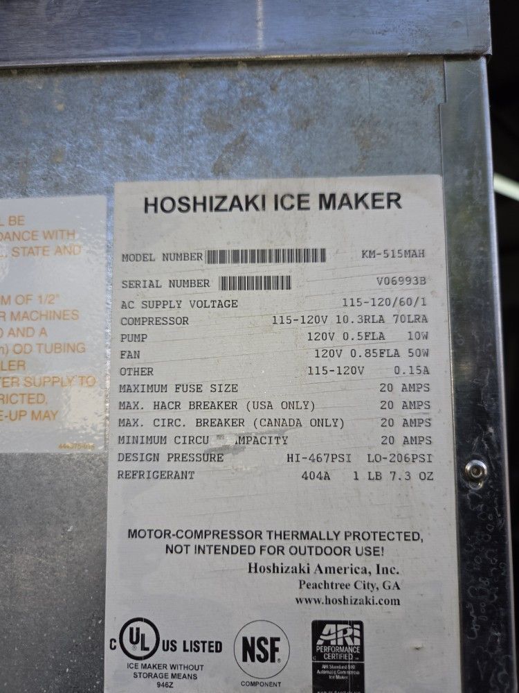 Ice Maker Comercial 600 Pounds In 24 Hours 