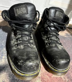Classic Dr. Martens steel toe boots.