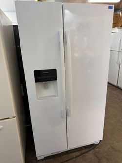 Amana white side by side fridge