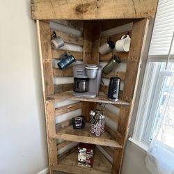 Rustic Corner Coffee Bar / Pallet Wood Shelf