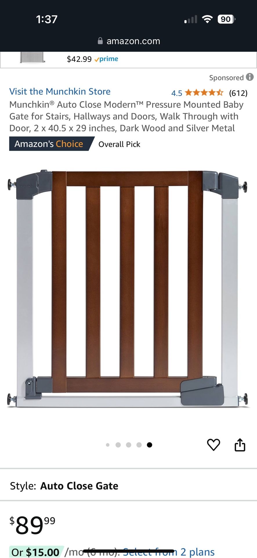 3x Munchkin Design Studio Wood And Steel Baby Gate