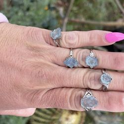 Aquamarine Adjustable Rings 