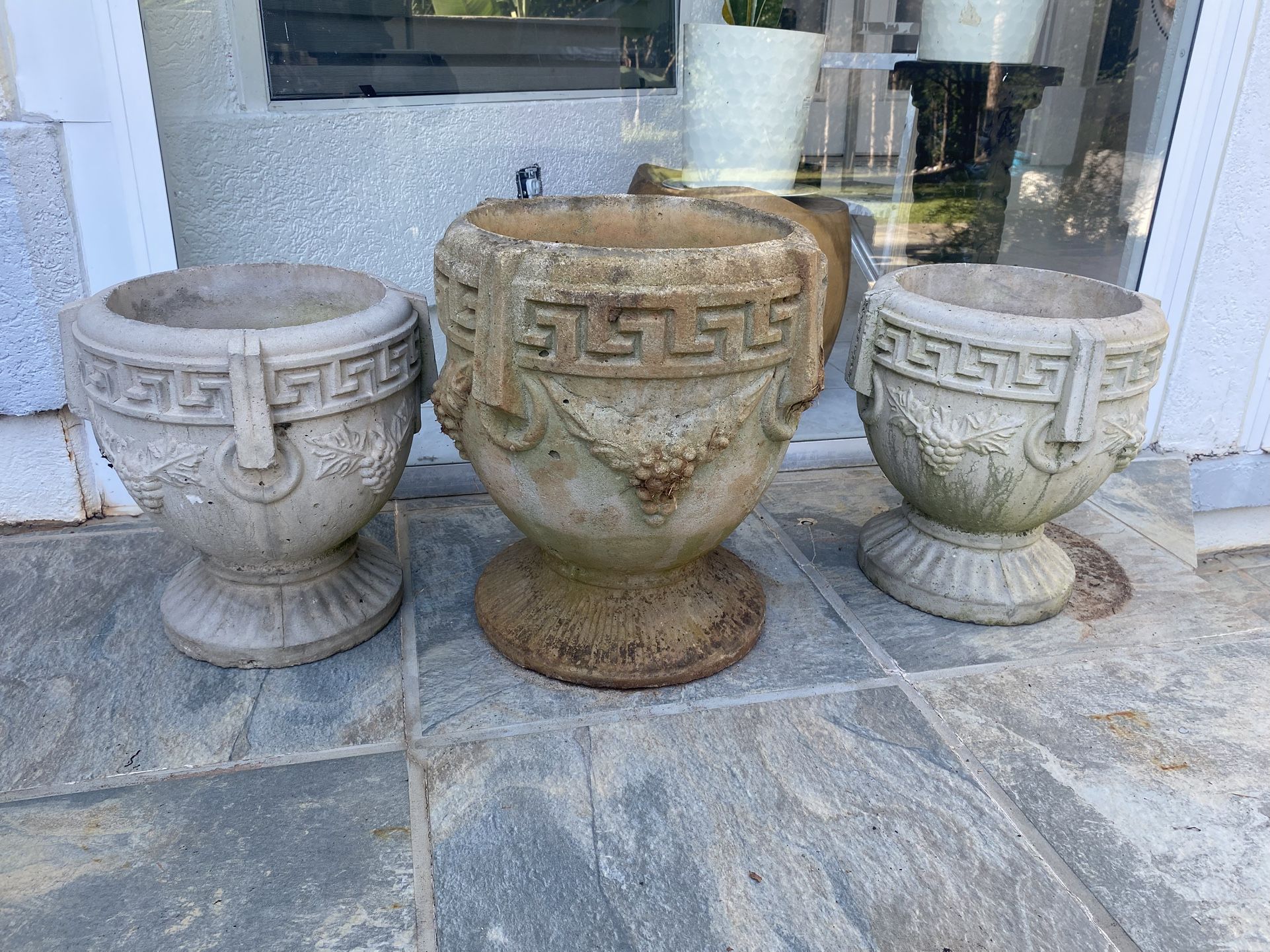 Concrete Garden Urn With Grapes Logo