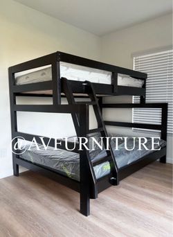 Full Twin Bunk Bed and 2 Memory Foam Mattresses