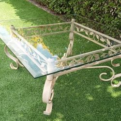 Indoor/Outdoor Beveled Glass Metal Table 