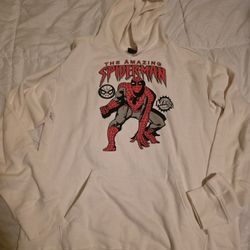 Mens SPIDER-MAN (Ivory) Pull Over Hooded Sweatshirt