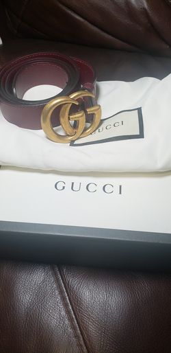 Gucci Belt gold buckle burgundy