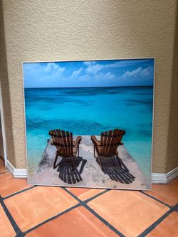 1- 30 inch square wall mount beach scene