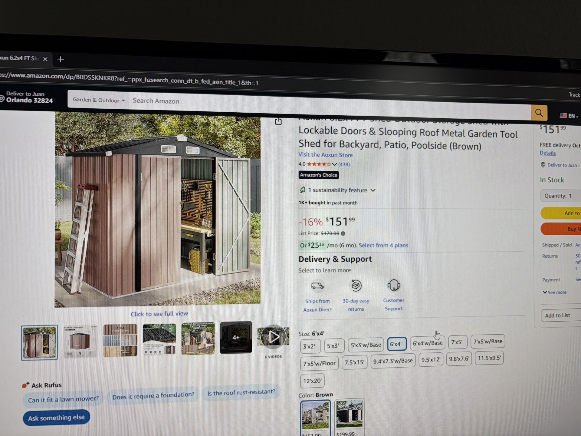 4x6 Metal Shed - New, Still In Box.