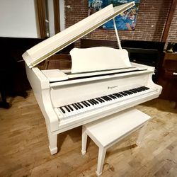 Bergman White Baby Grand Piano – Free Delivery & Tuning