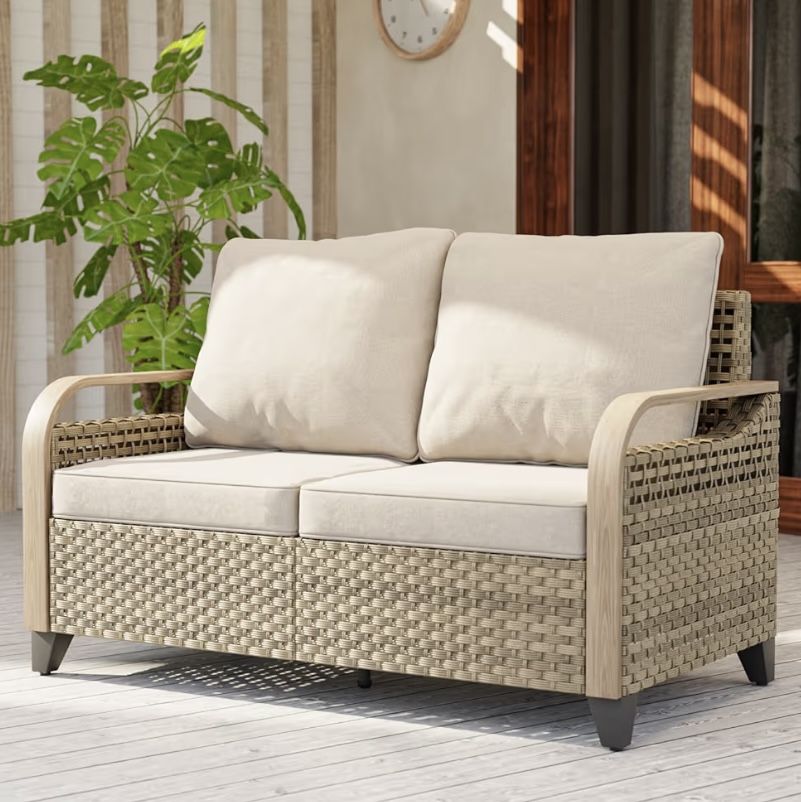 Outdoor Eagle Park Loveseat- Brown W/ Gray Cushions + Cover 