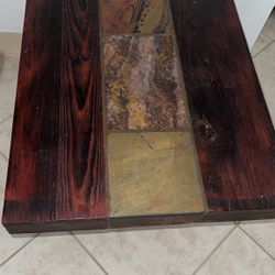 Wood and  stone end table 23x28 Inch