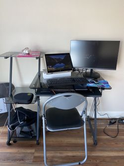 Clear black glass desk