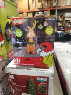 Gemmy 4 Foot Dr. Seuss The Grinch Reindeer Max Light Up Christmas Inflatable Lawn Decoration