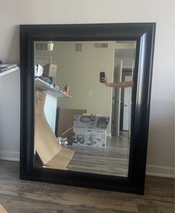 Large Black Framed Wall Mirror - Excellent Condition -