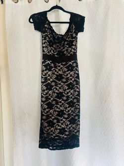 Black Lace Overlay Midi Dress